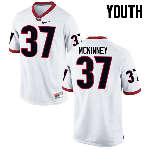 Youth Georgia Bulldogs #37 Jordon McKinney College Football Jerseys-White